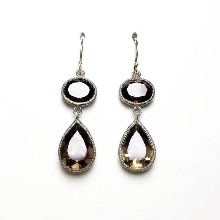 Smoky Quartz Dangle Earrings-Rocks and Gems Canada