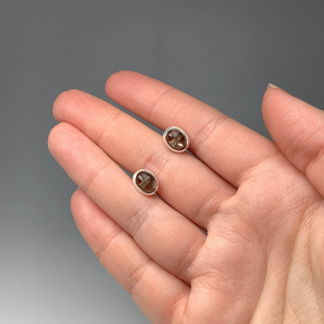 Smoky Quartz Stud Earrings-Rocks and Gems Canada