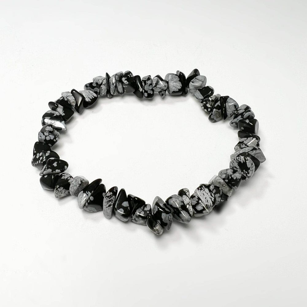Snowflake Obsidian Chip Beaded Bracelet-Rocks and Gems Canada