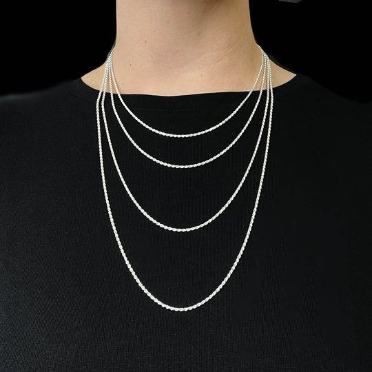 Sterling Silver Chain - Rope Style-Rocks and Gems Canada