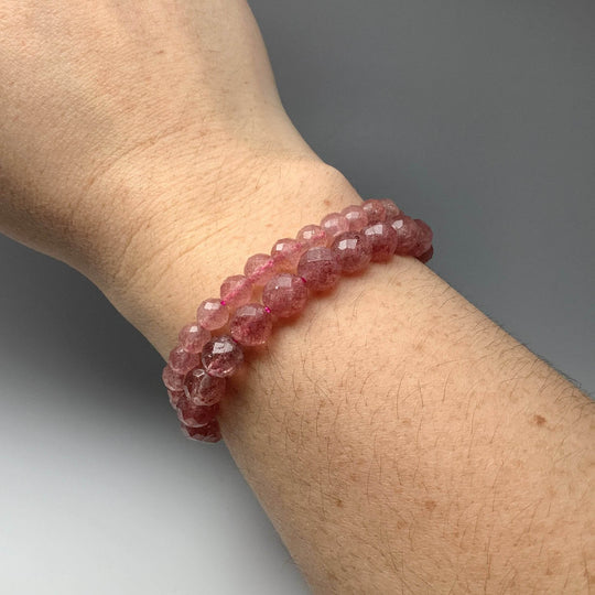 Strawberry Quartz Faceted Beaded Bracelet-Rocks and Gems Canada