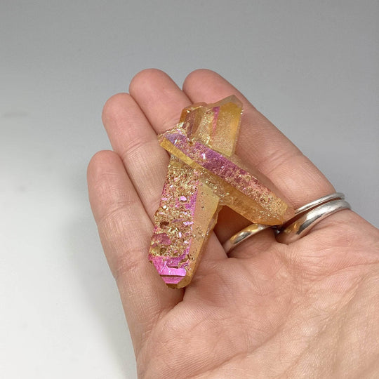 Sunset Aura Quartz Cluster-Rocks and Gems Canada