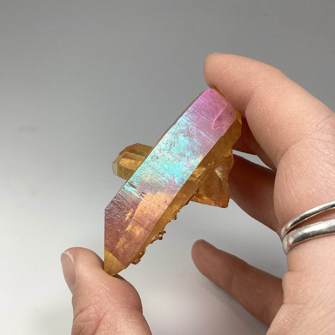 Sunset Aura Quartz Cluster-Rocks and Gems Canada