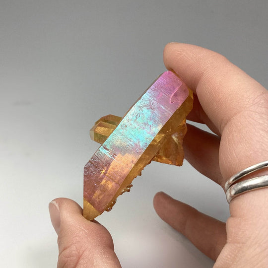Sunset Aura Quartz Cluster-Rocks and Gems Canada