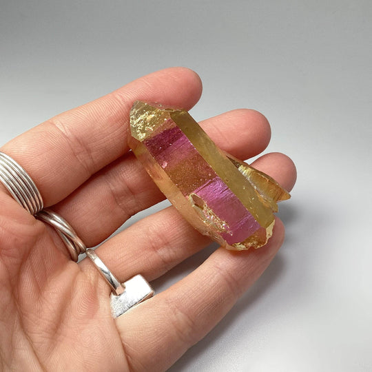 Sunset Aura Quartz Cluster-Rocks and Gems Canada