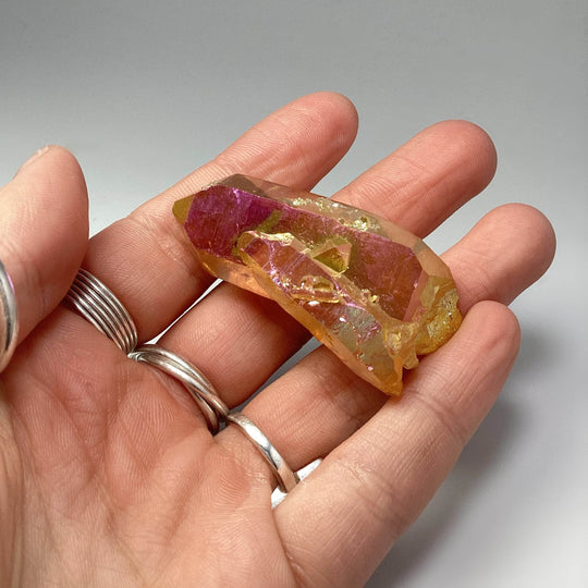 Sunset Aura Quartz Cluster-Rocks and Gems Canada