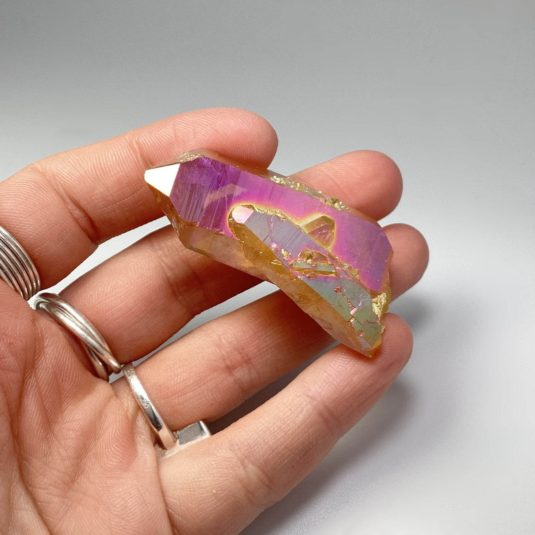 Sunset Aura Quartz Cluster-Rocks and Gems Canada