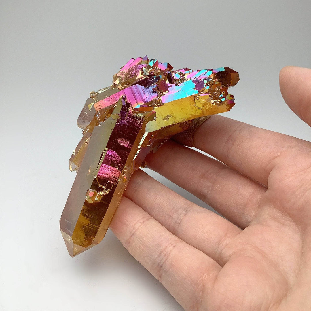 Sunset Aura Quartz Cluster-Rocks and Gems Canada
