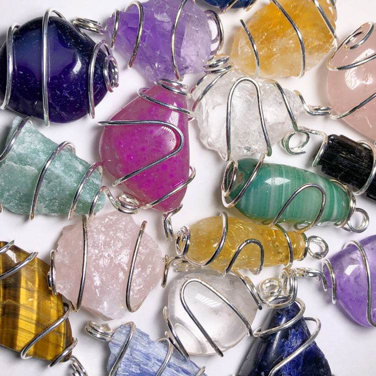 Wire Wrap Pendant - Silver Plated-Rocks and Gems Canada