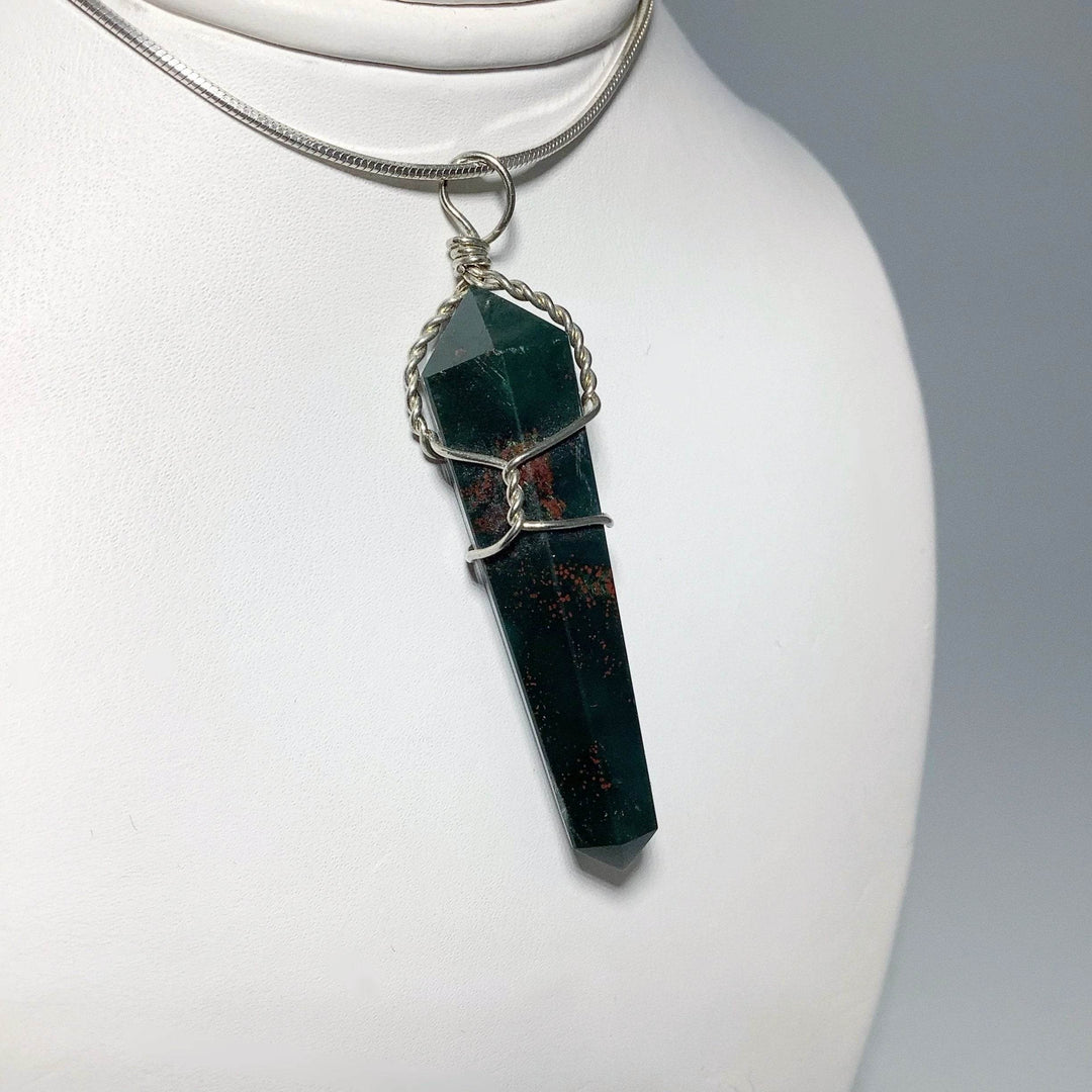 Wire Wrapped Bloodstone Pendant-Rocks and Gems Canada