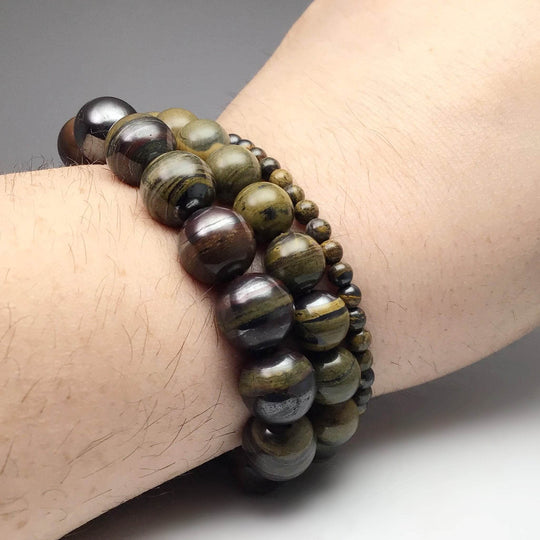 Yellow Gold Tiger Iron Beaded Bracelet-Rocks and Gems Canada