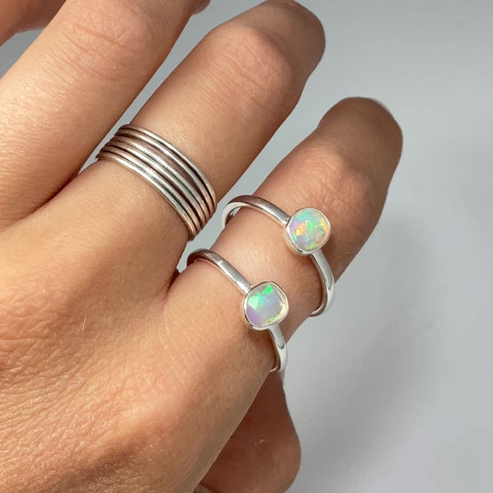 Faceted Ethiopian Fire Opal Ring