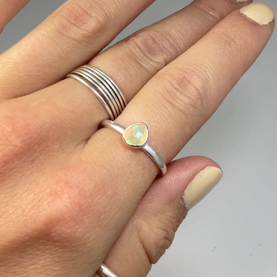 Faceted Ethiopian Fire Opal Ring