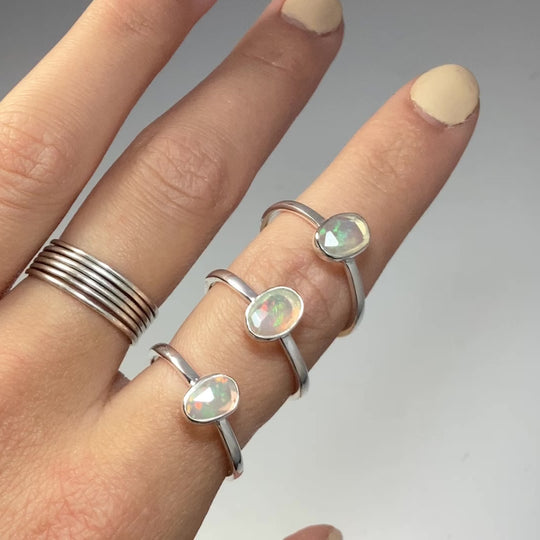 Faceted Ethiopian Fire Opal Ring
