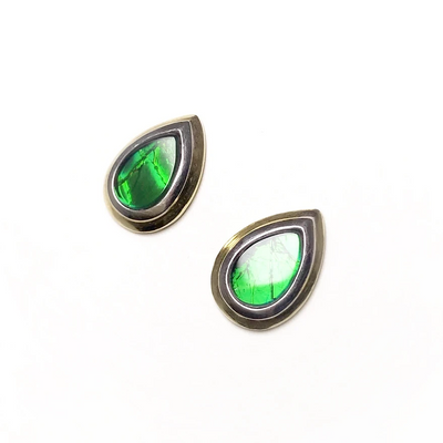 Alberta Ammolite 14K Gold and White Gold Stud Earrings