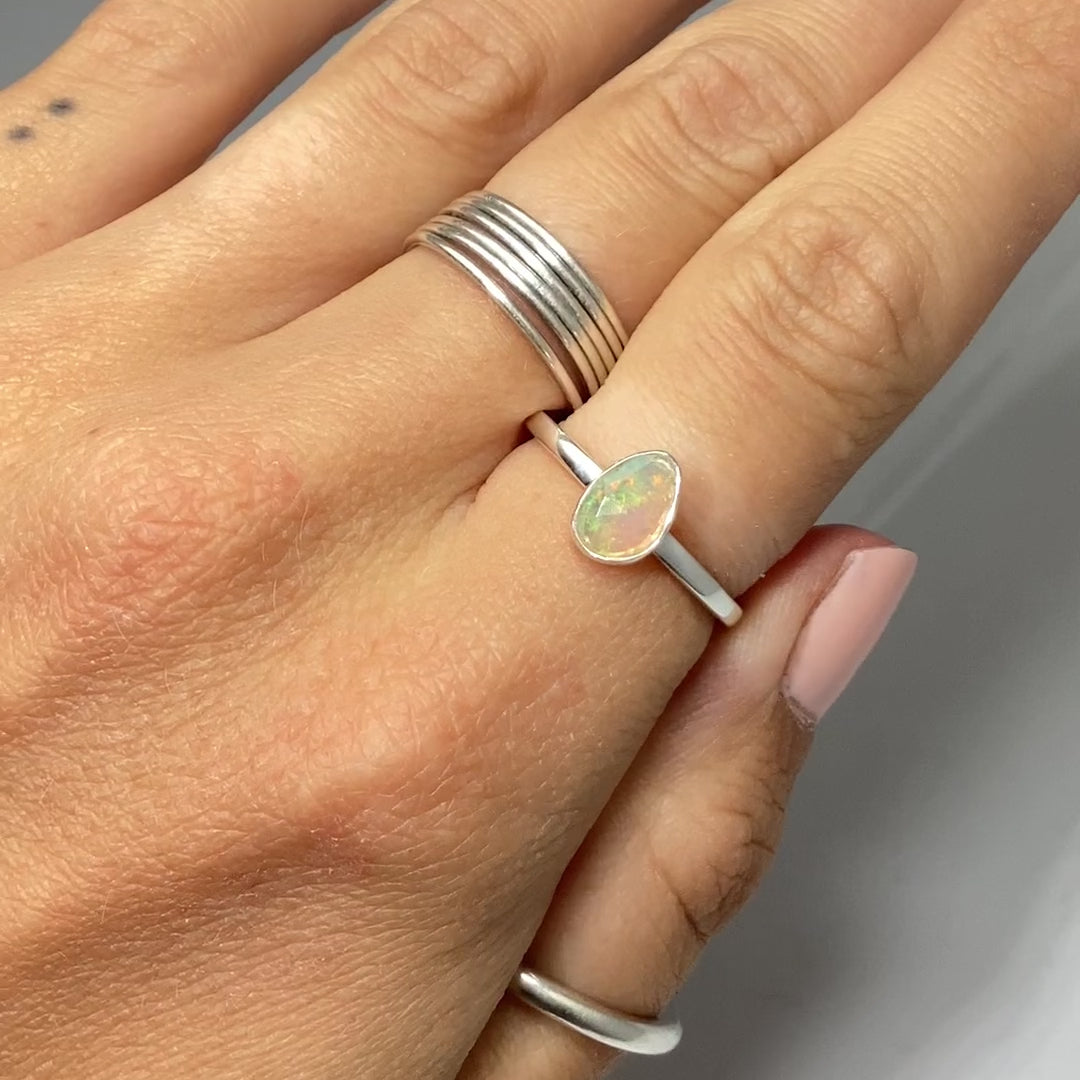 Faceted Ethiopian Fire Opal Ring