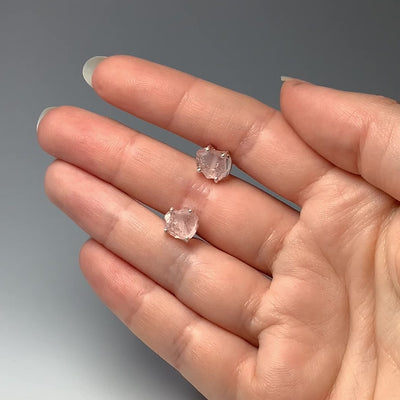 Raw Rose Quartz Stud Earrings