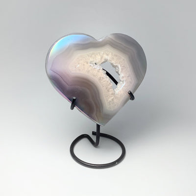 Rainbow Agate Heart on Stand