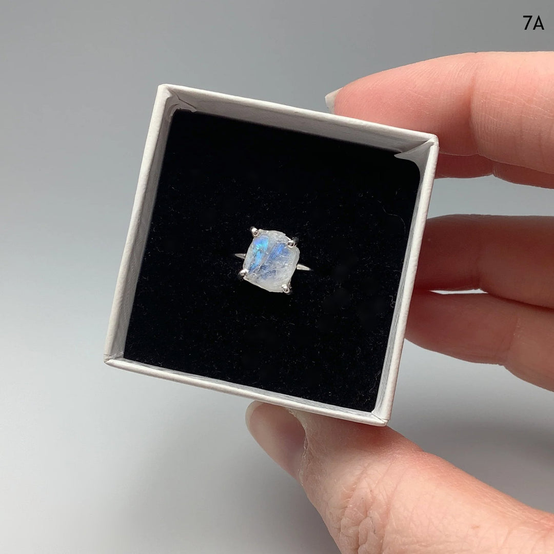 Raw Rainbow Moonstone Ring - Rocks and Gems Canada