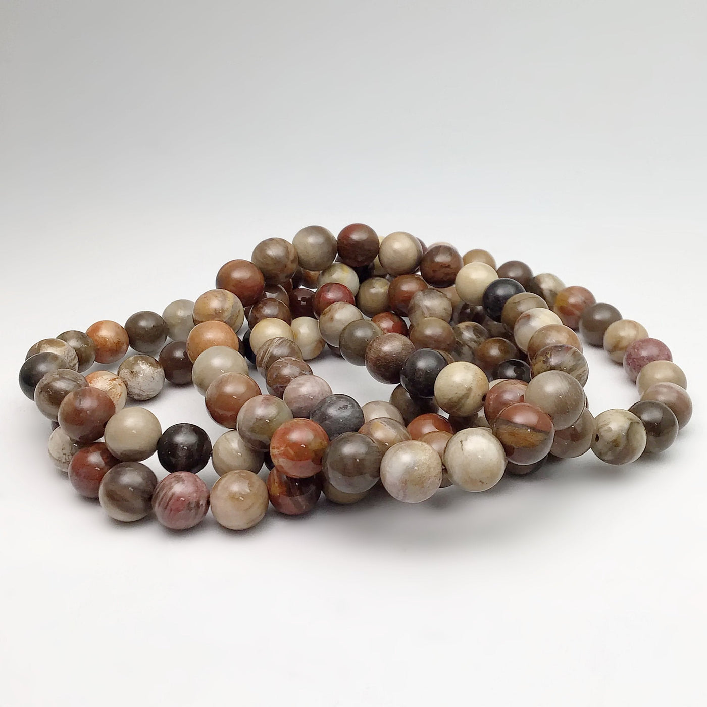 Petrified Wood - Red Araucaria Beaded Bracelet