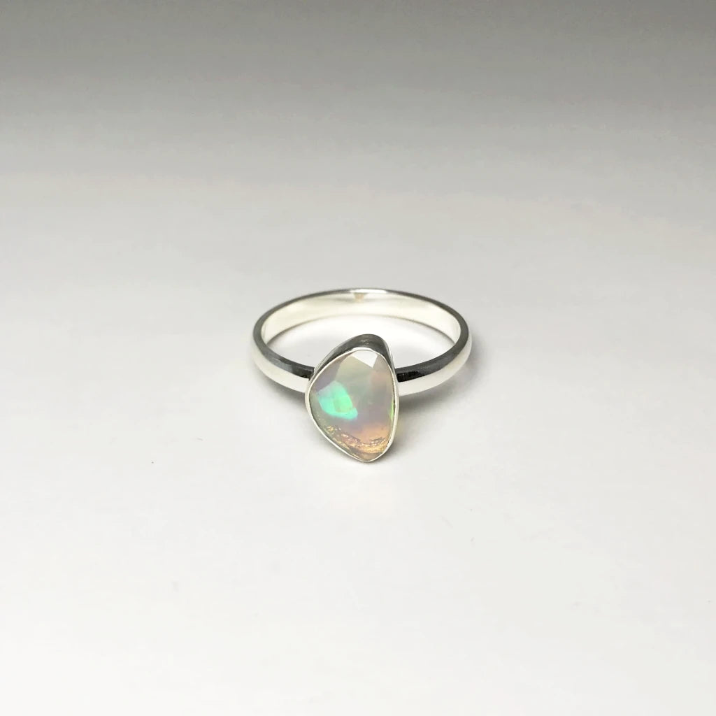 Faceted Ethiopian Fire Opal Ring - Rocks and Gems Canada
