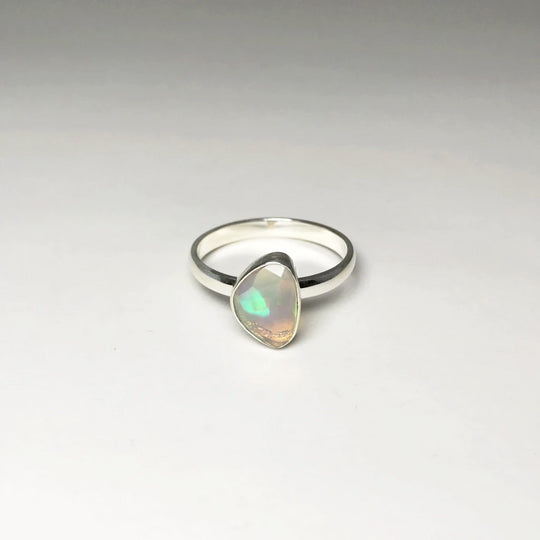 Faceted Ethiopian Fire Opal Ring - Rocks and Gems Canada