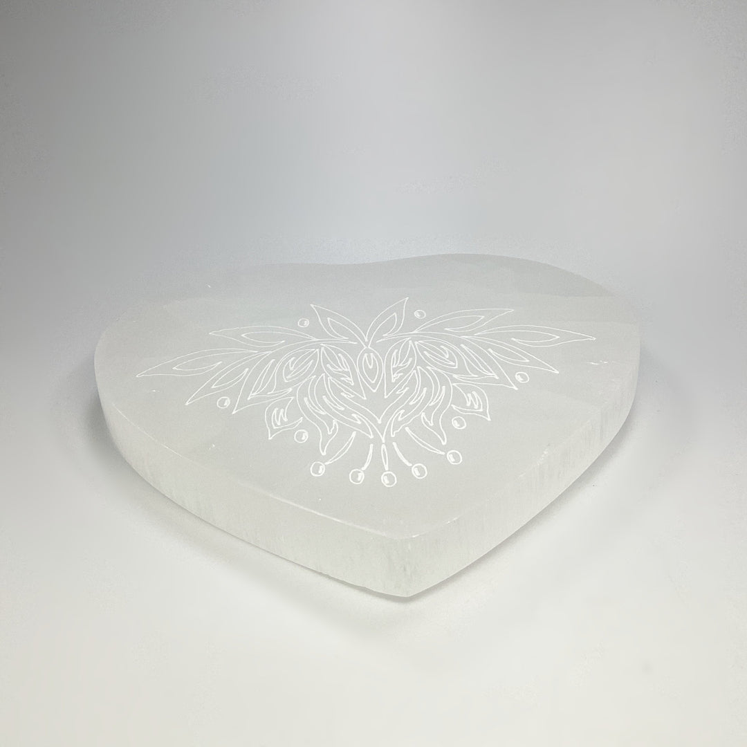 Selenite Lotus Heart Charging Plate - Rocks and Gems Canada