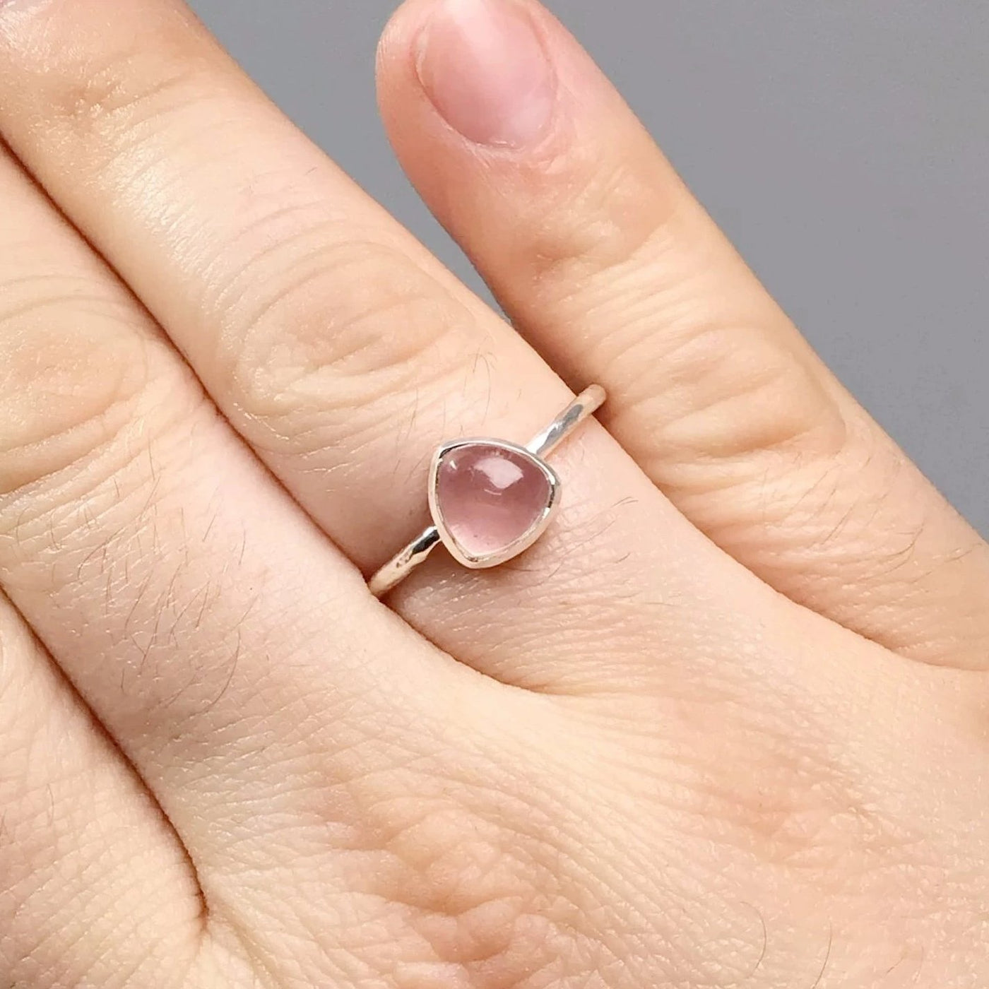 Gold Vermeil Ring Solitaire Rose Quartz Ring 925 Sterling Silver Ring