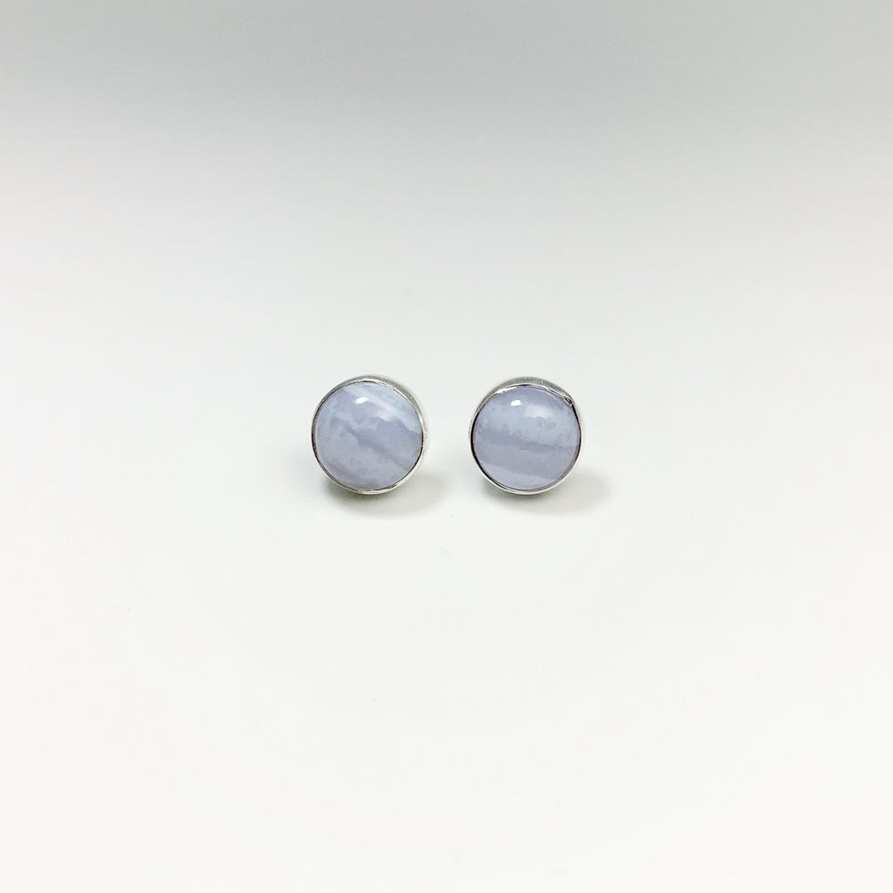 Blue Lace Agate Stud Earrings - Rocks and Gems Canada