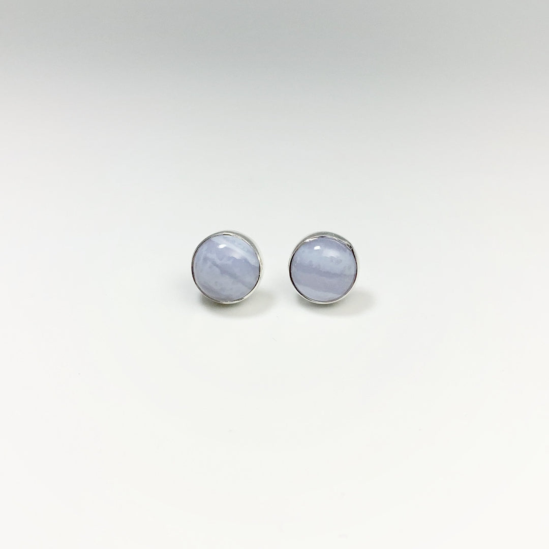 Blue Lace Agate Stud Earrings - Rocks and Gems Canada