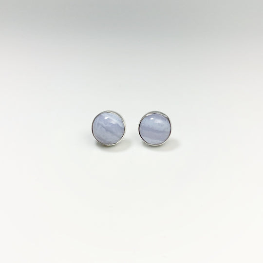 Blue Lace Agate Stud Earrings - Rocks and Gems Canada