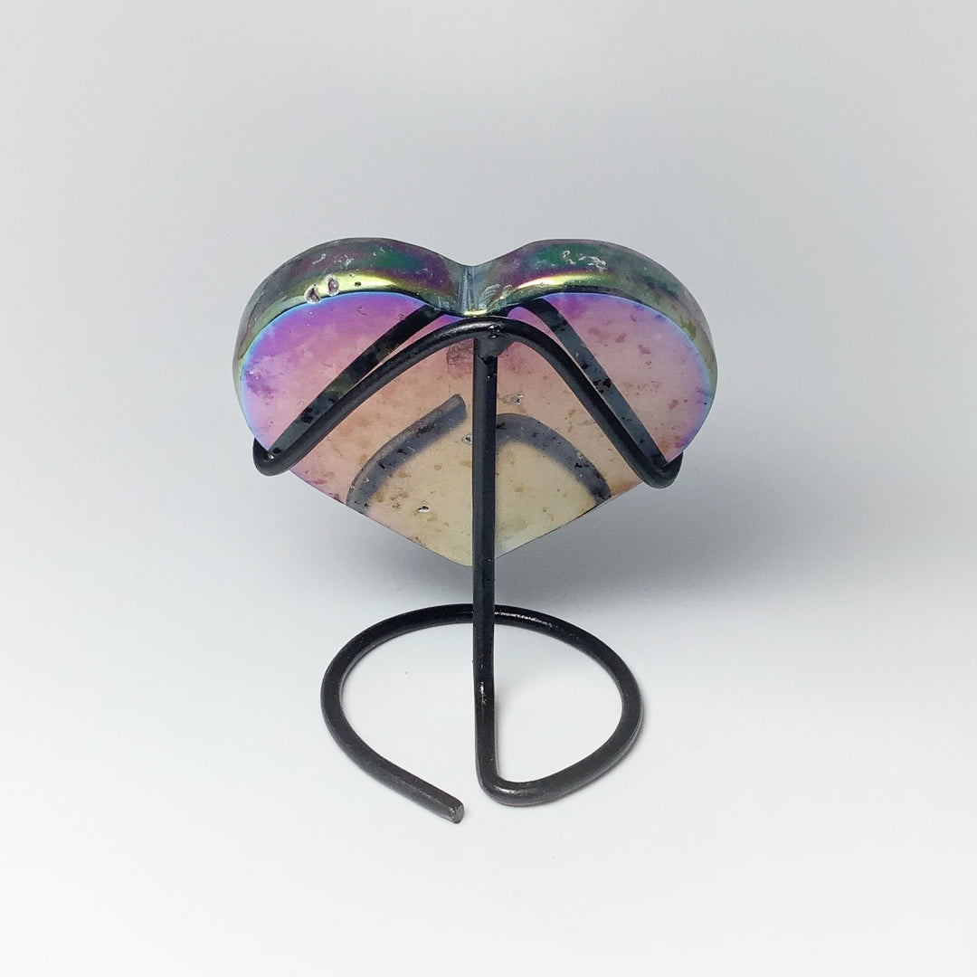 Rainbow Agate Heart on Stand - Rocks and Gems Canada
