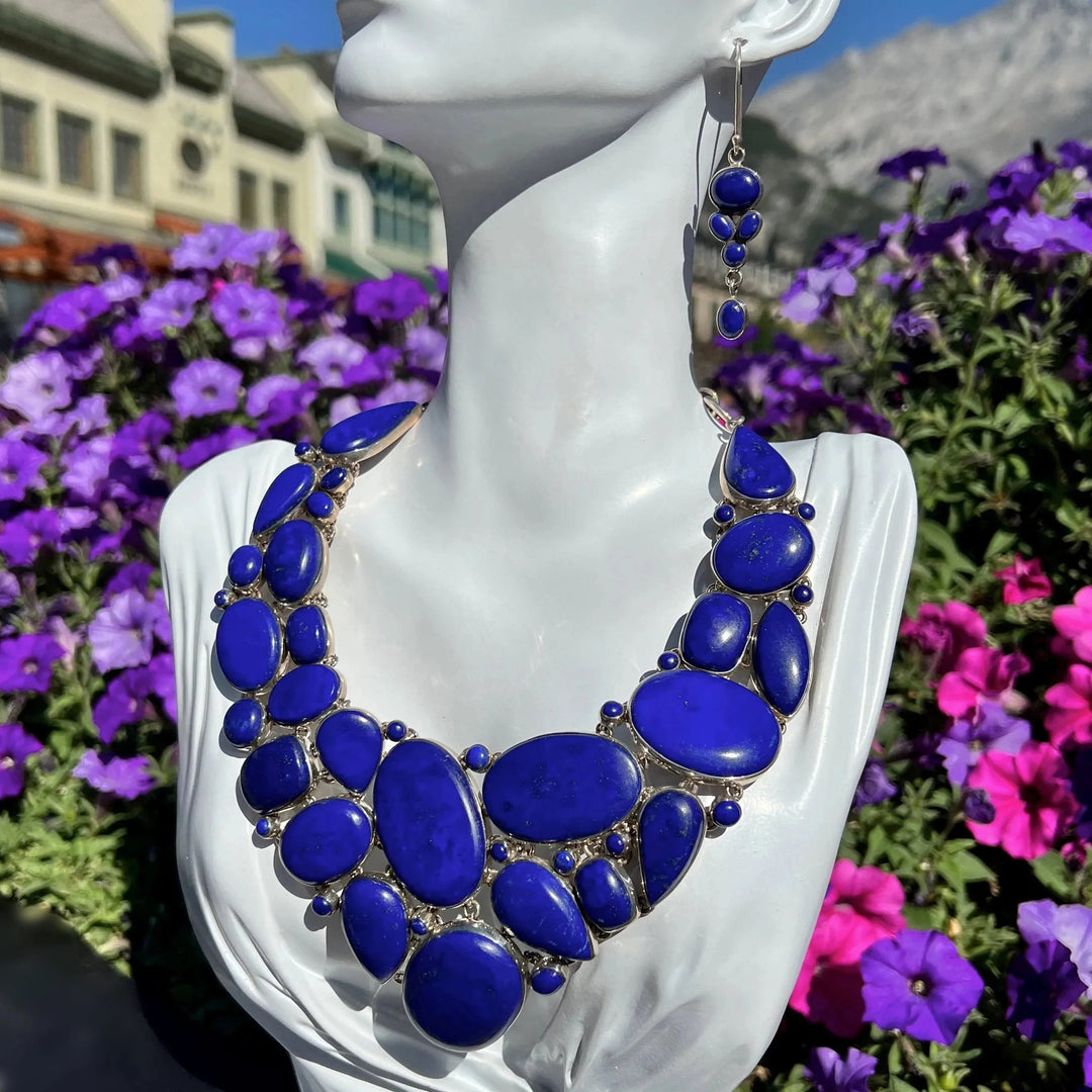 Lapis Lazuli Necklace and Earrings Set - Rocks and Gems Canada