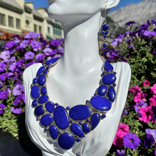 Lapis Lazuli Necklace and Earrings Set - Rocks and Gems Canada