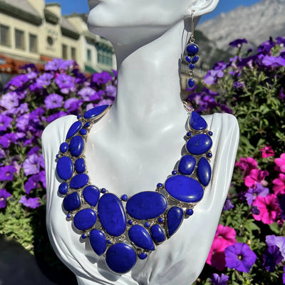 Lapis Lazuli Necklace and Earrings Set