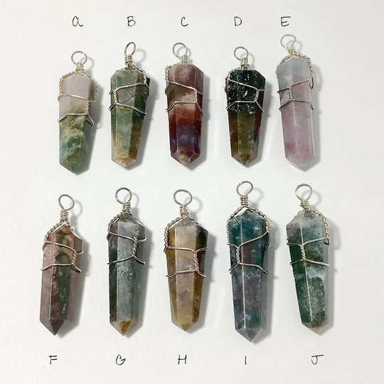 Wire Wrapped Indian Agate Pendant - Rocks and Gems Canada
