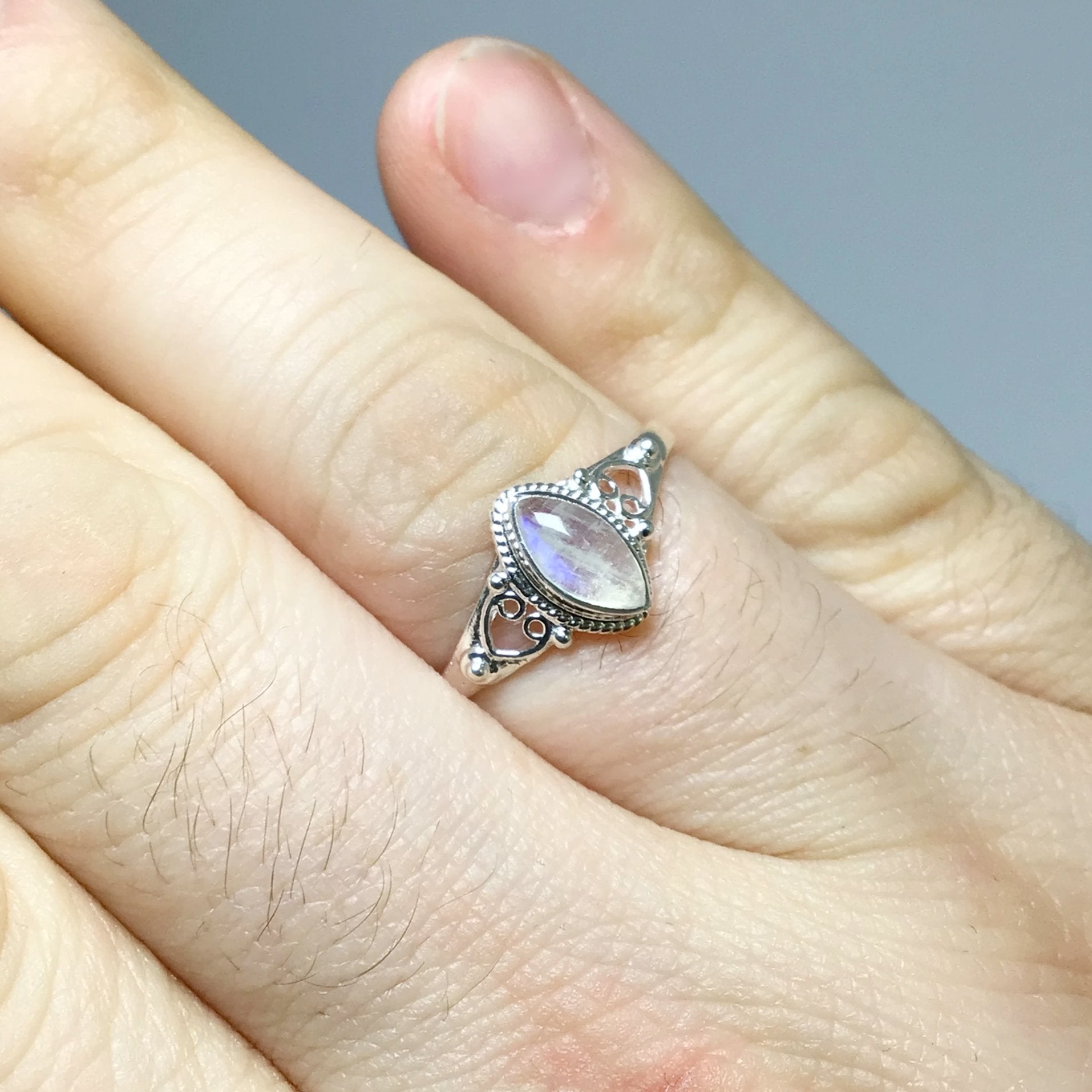 Rainbow Moonstone Ring - Rocks and Gems Canada