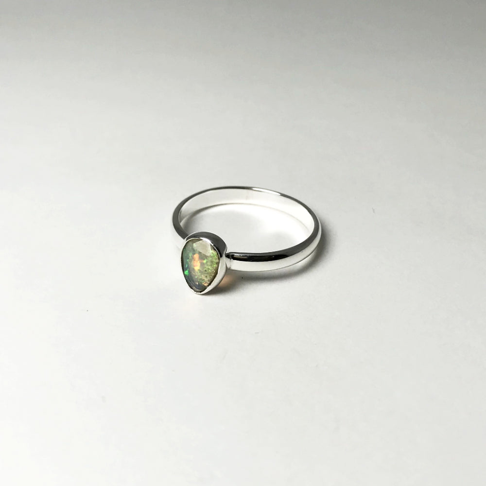 Faceted Ethiopian Fire Opal Ring - Rocks and Gems Canada