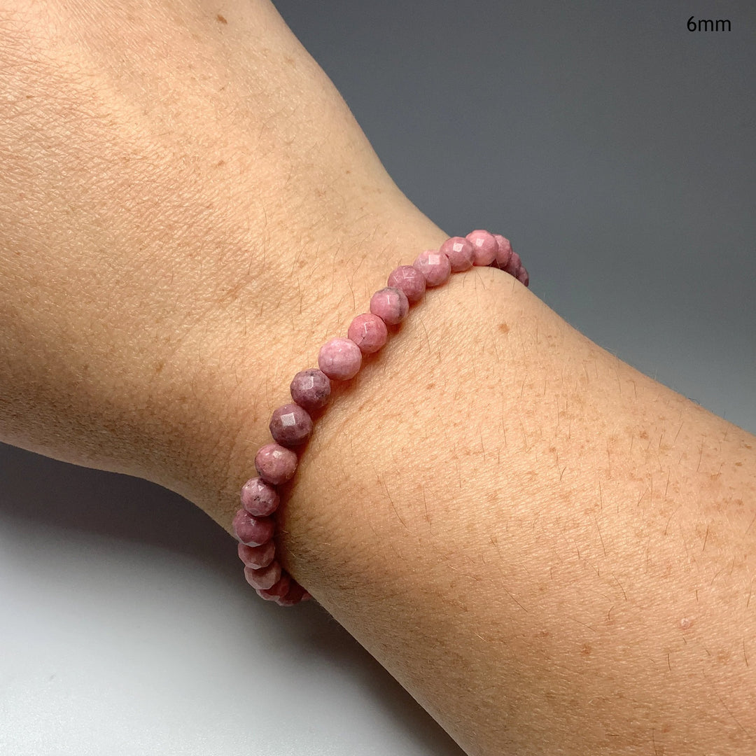 Pink Rhodonite Faceted Beaded Bracelet - Rocks and Gems Canada