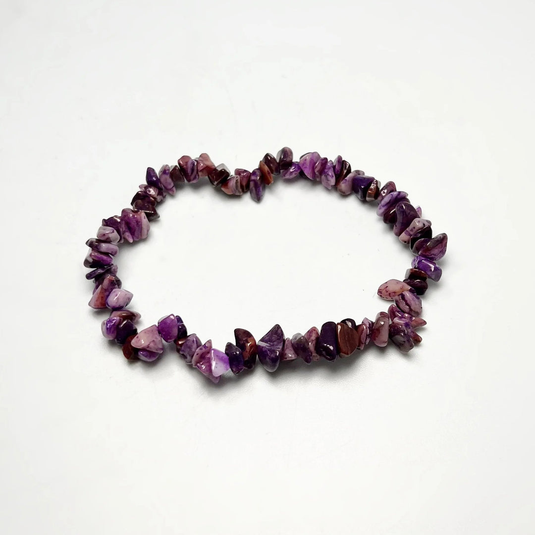 Purple Crazy Lace Agate Chip Beaded Bracelet - Rocks and Gems Canada