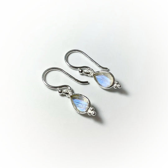 Rainbow Moonstone Dangle Earrings - Rocks and Gems Canada