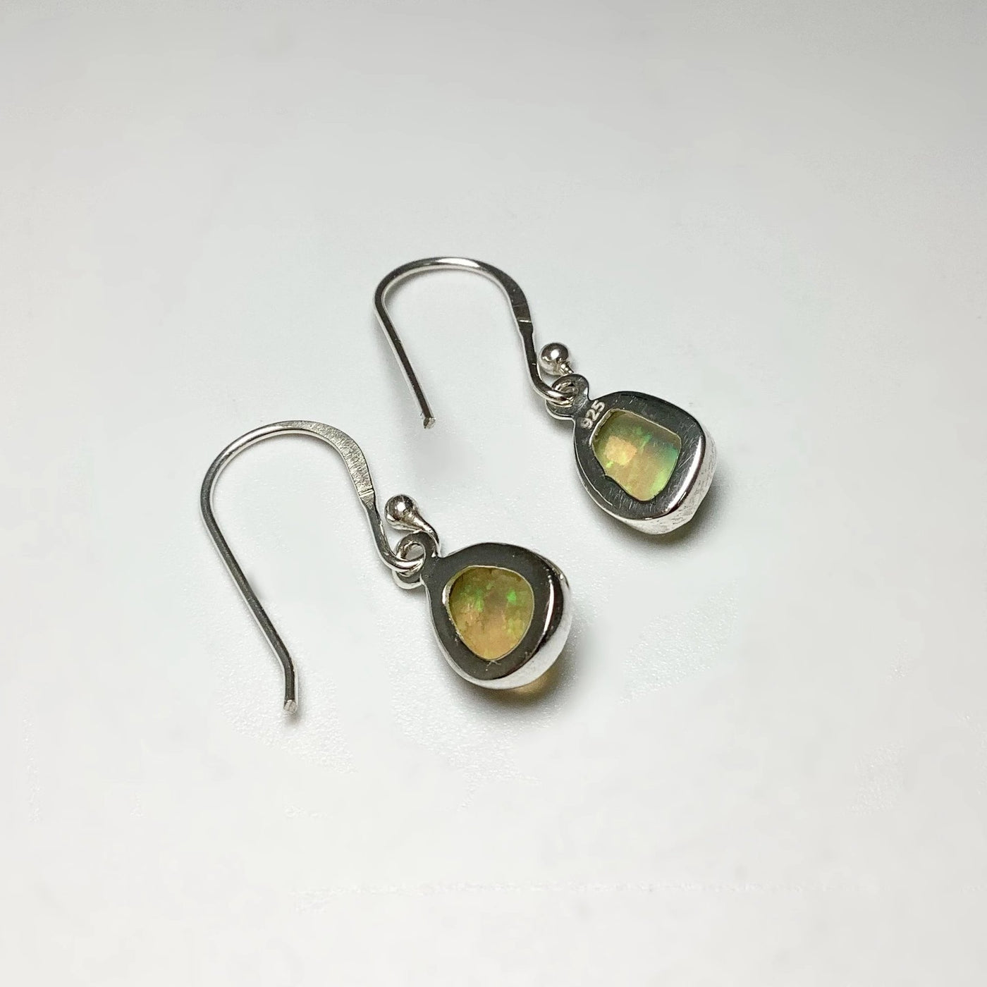 Ethiopian Fire Opal Freeform Faceted Dangle Earrings