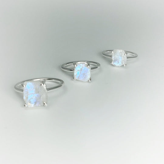Raw Rainbow Moonstone Ring - Rocks and Gems Canada