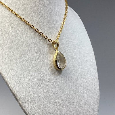 Clear Quartz Gold Finish Pendant