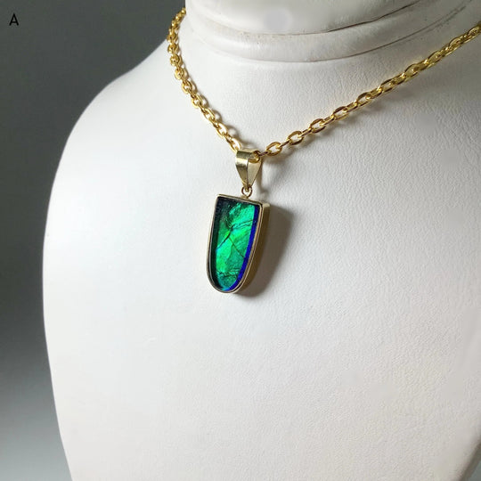 Alberta Ammolite 14K Gold Pendant - Rocks and Gems Canada