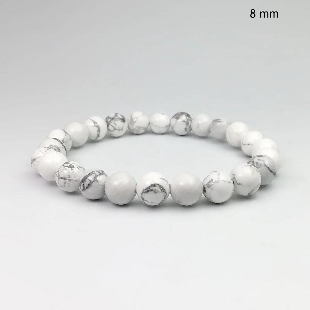 STONE BEAD BRACELET 3 MM WHITE MARBLE STONE BEAD BRACELET 3 MM WHITE MARBLE