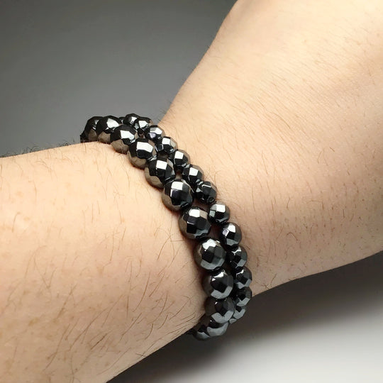Hematite Faceted Beaded Bracelet - Rocks and Gems Canada