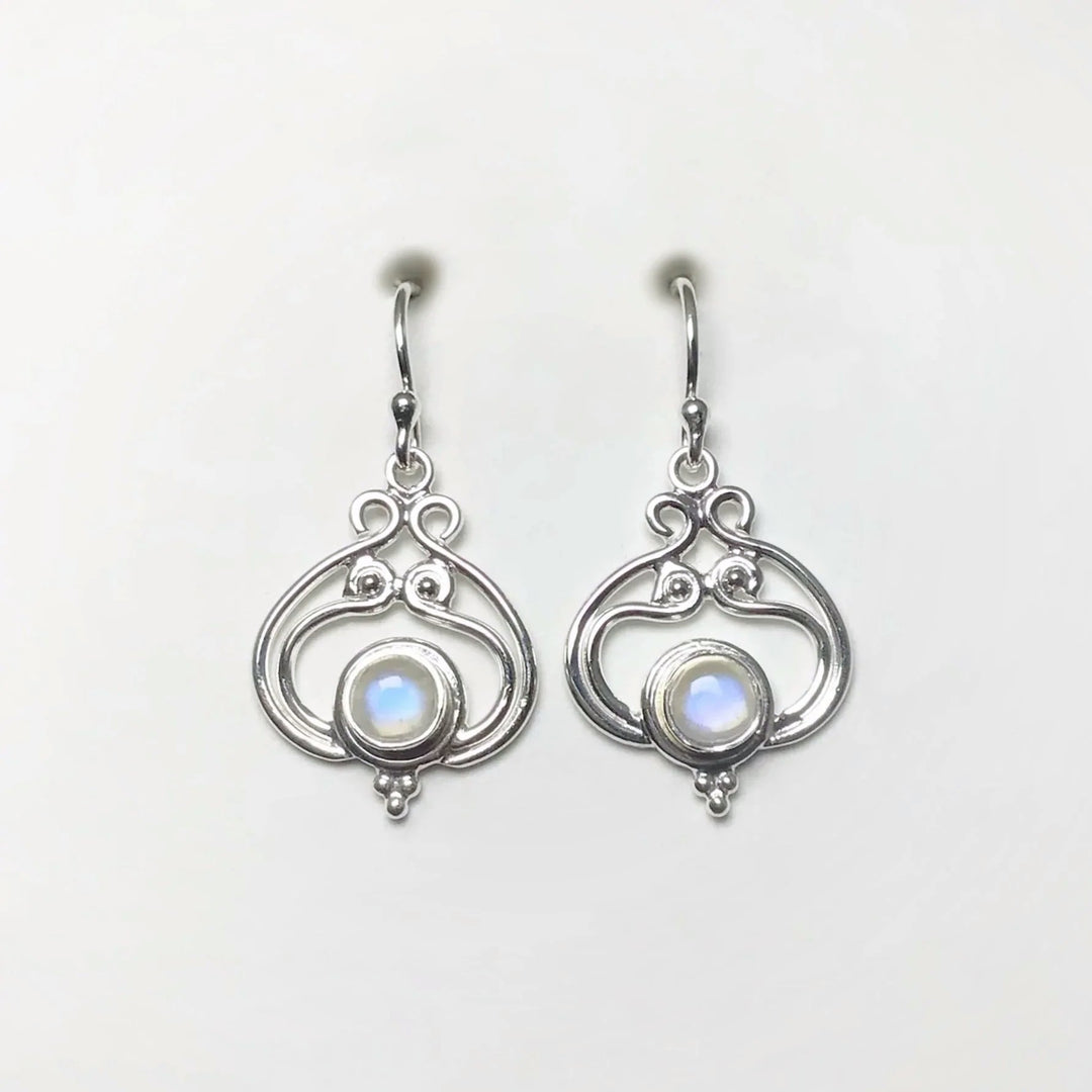 Rainbow Moonstone Dangle Earrings - Rocks and Gems Canada
