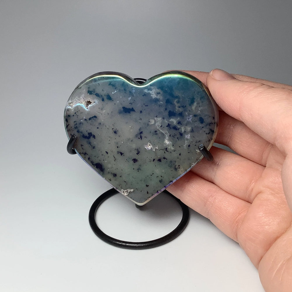 Rainbow Agate Heart on Stand - Rocks and Gems Canada