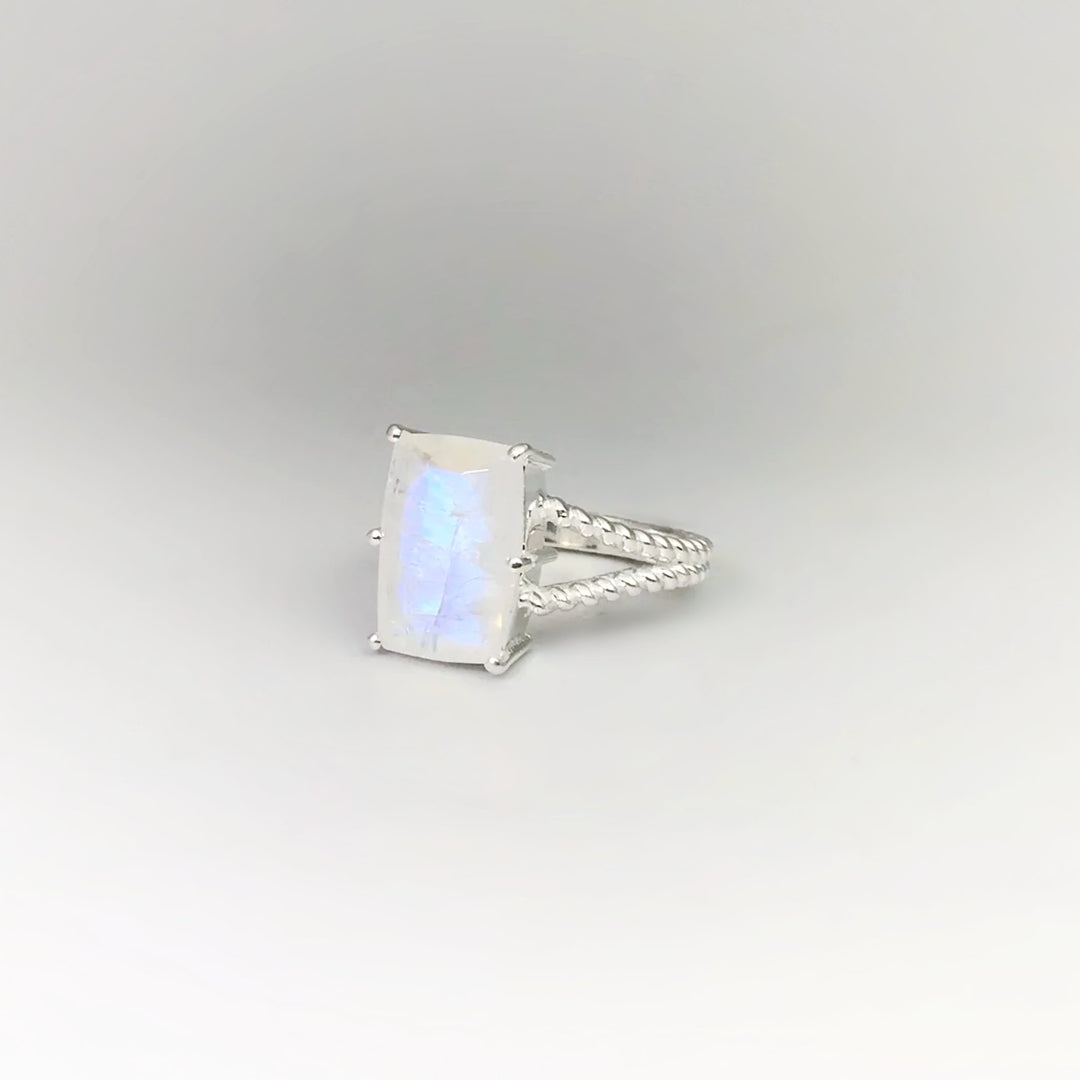 Rainbow Moonstone Ring - Rocks and Gems Canada